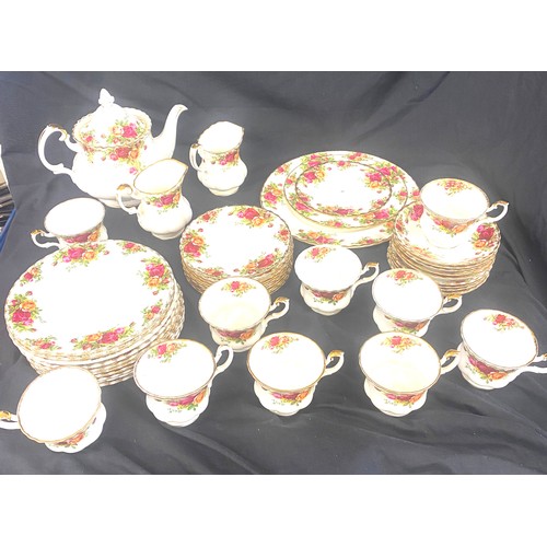 301 - Royal Albert Old Country Rose 10 place setting tea service to include tea pot, milk jug, cake stand ... 