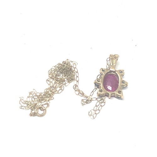 225 - 9ct Gold Ruby & Sapphire Pendant Necklace (1.6g)