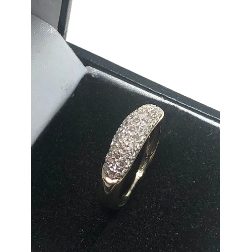 218 - 9ct Gold Diamond Pave Setting Ring (2g)