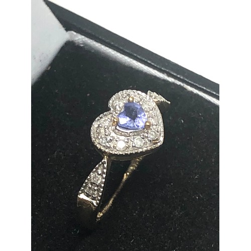 143 - 9ct Gold Tanzanite & Diamond Heart Ring (2.5g)