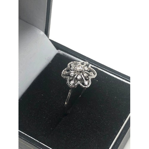 205 - 18ct White Gold Diamond Floral Openwork Dress Ring (2.6g)