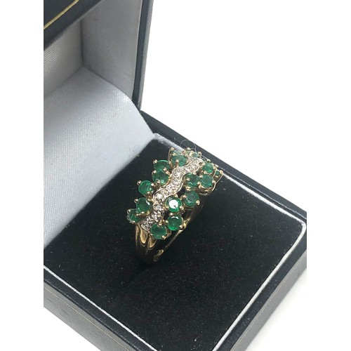 136 - 9ct Gold Emerald & Diamond Dress Ring (3.7g)