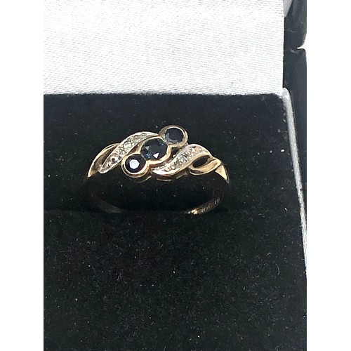 230 - 9ct Gold Diamond & Sapphire Ring (1.5g)