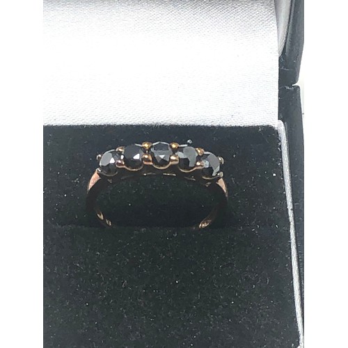 358 - 9ct Gold Black Diamond Fronted Ring (1.9g)