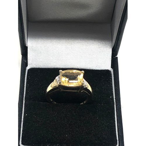 286 - 9ct Gold Diamond & Citrine Ring (3g)