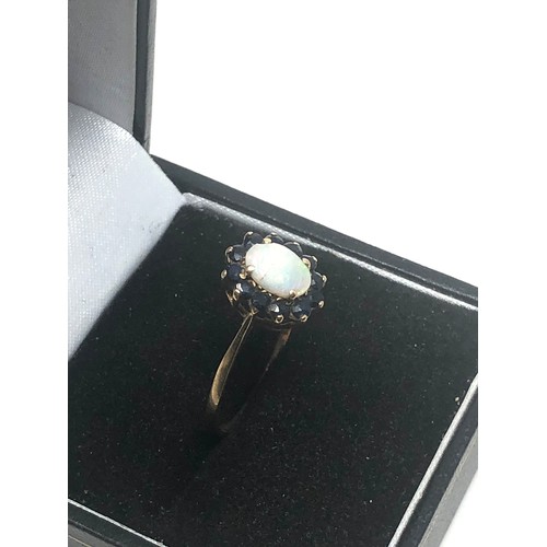 95 - 9ct Gold Sapphire & Opal Dress Ring (1.4g)