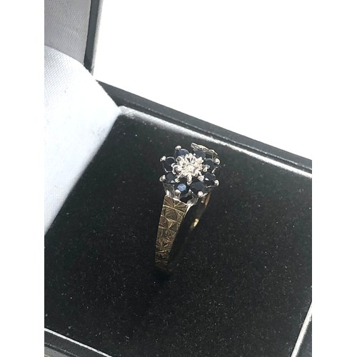 161 - 9ct Gold Diamond & Sapphire Cluster Ring (1.4g)