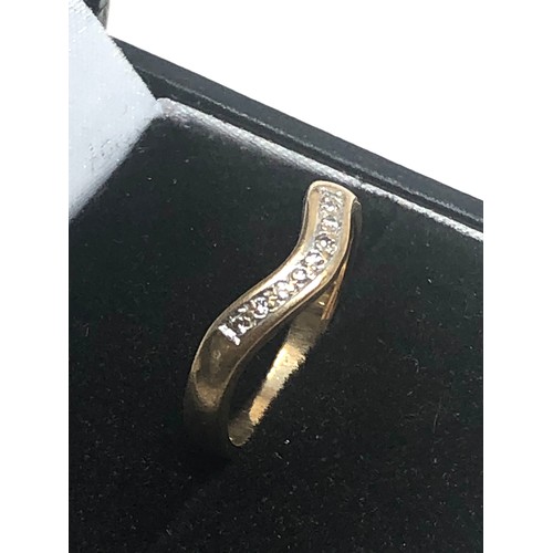 163 - 9ct Gold Diamond Wishbone Ring (2.5g)