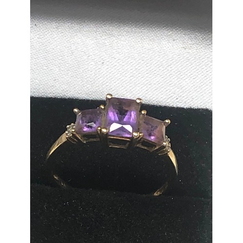 183 - 9ct Gold Amethyst & Diamond Dress Ring (2g)