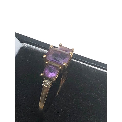 183 - 9ct Gold Amethyst & Diamond Dress Ring (2g)