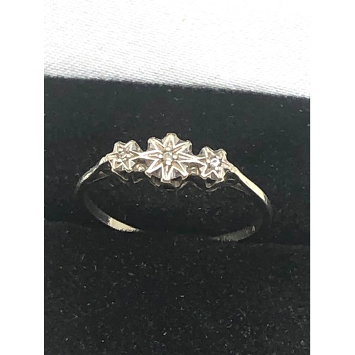 191 - 9ct White Gold Diamond Trilogy Ring (1.1g)