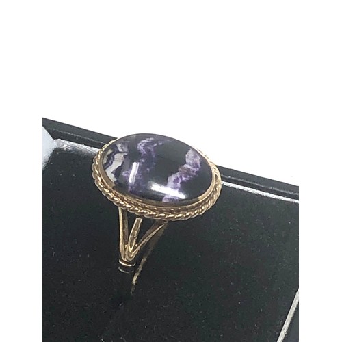 128 - 9ct Gold Blue John Cocktail Ring (3.2g)