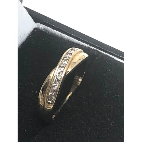 135 - 9ct Gold Diamond Crossover Ring (2.2g)