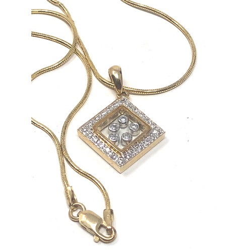 367 - 14ct Gold Diamond Set Pendant & 9ct Necklace (6.4g)