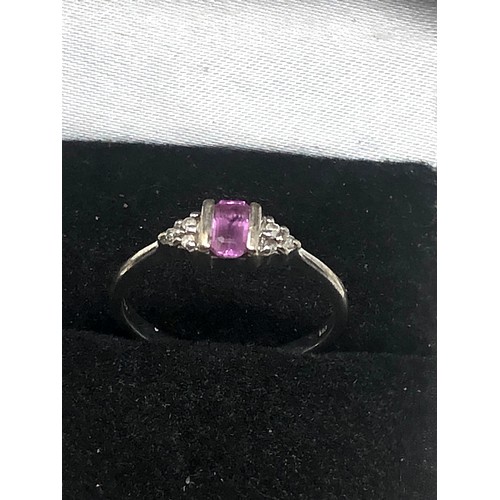 340 - 9ct White Gold Pink Sapphire & Diamond Ring (1.7g)