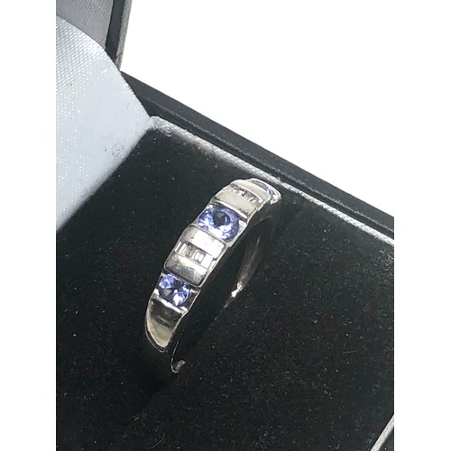 339 - 9ct White Gold Diamond & Tanzanite Fronted Ring (2.7g)