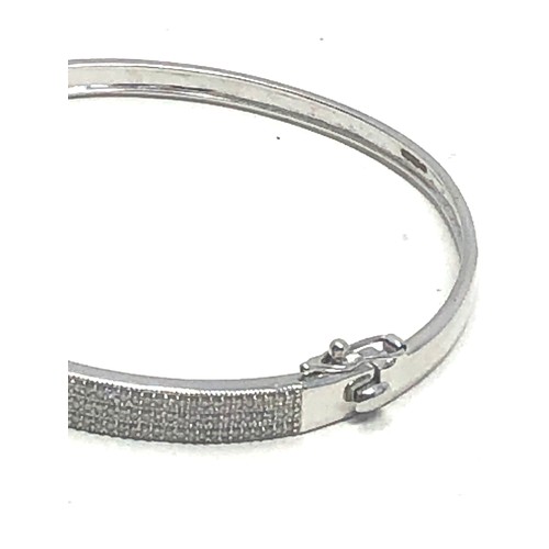 349 - 9ct White Gold Diamond Detailed Bangle (13.4g) 0.75ct diamonds