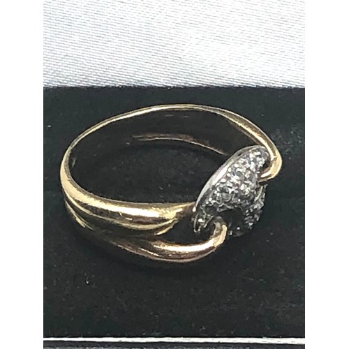 298 - 14ct Gold Two Tone Twist Diamond Detailed Ring (6.4g)