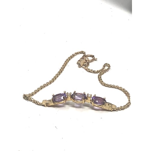 353 - 9ct Gold Amethyst & Diamond Bracelet (3.5g)