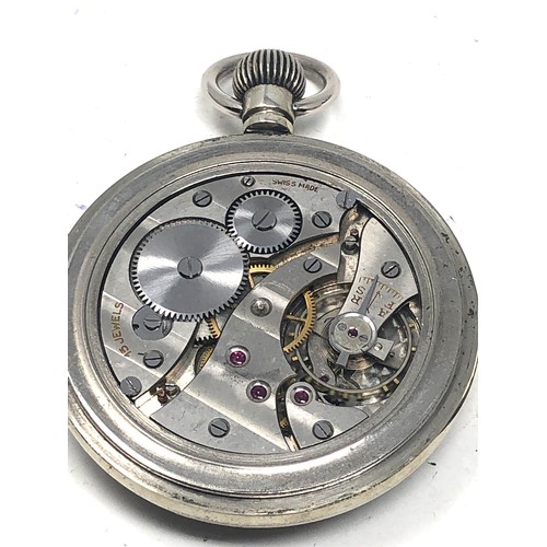 442 - Military style black face 15 jewel pocket watch the watch is ticking