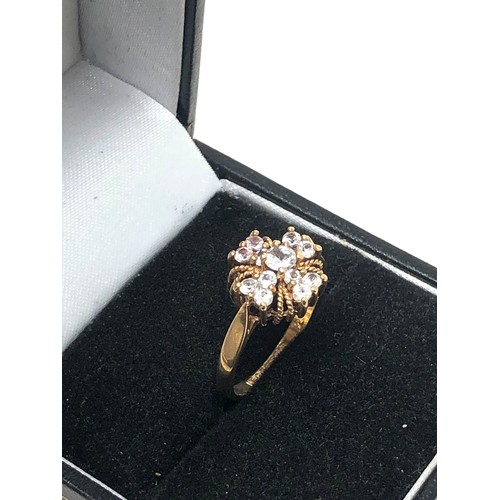 116 - 9ct gold clear stone cross ring (1.9g)