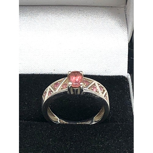 114 - 9ct white gold tourmaline & ruby ring (2.9g)