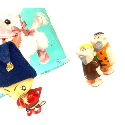 100 - Boxed Elegant Poodle, vintage Flintstones walking toy, Noddy book and Egg cup, Micky Mouse Tricky tr... 