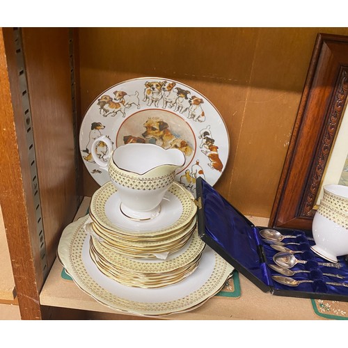 116 - Large selection of miscellaneous includes Queen anne Tea service, Cutlery, Placemats, framed print e... 