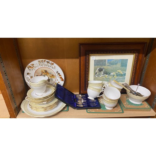 116 - Large selection of miscellaneous includes Queen anne Tea service, Cutlery, Placemats, framed print e... 