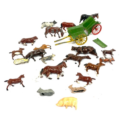 110 - Selection of Lead and hollow metal farm animals includes Brittains, J.Hill co and charbens etc