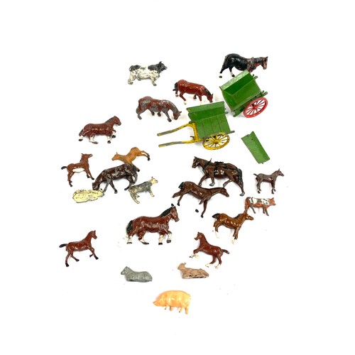 110 - Selection of Lead and hollow metal farm animals includes Brittains, J.Hill co and charbens etc