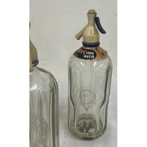 125 - 3 Vintage glass advertising soda syphons