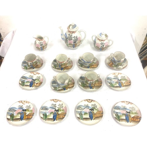 156 - Oriental gasher girl hand painted tea service