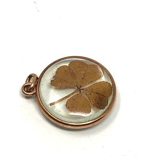 57 - Antique gold framed 4 leaf clover pendant xrt tested as 9ct measures approx 2.6cm drop by 2.2cm weig... 