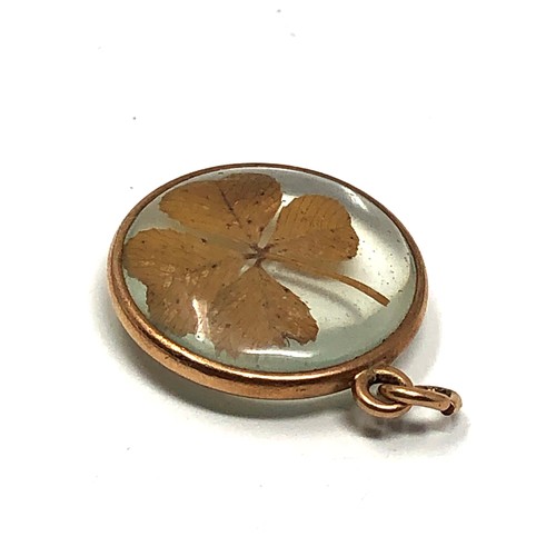 57 - Antique gold framed 4 leaf clover pendant xrt tested as 9ct measures approx 2.6cm drop by 2.2cm weig... 