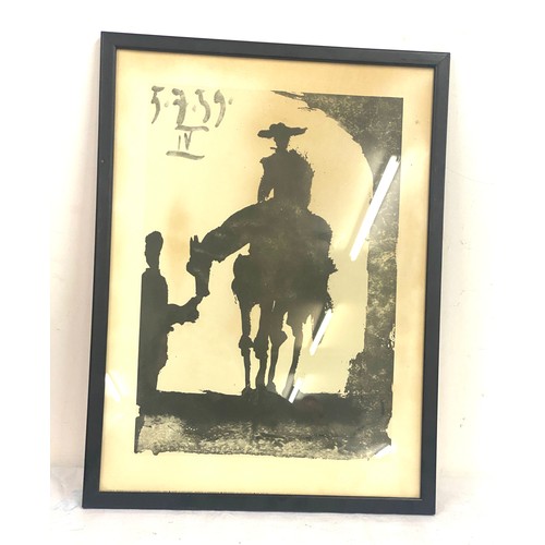 128 - Framed Pablo Picasso print Toros y toreros frame measures approx 21 inches tall 16 inches wide