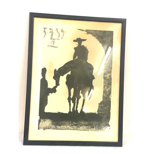 128 - Framed Pablo Picasso print Toros y toreros frame measures approx 21 inches tall 16 inches wide