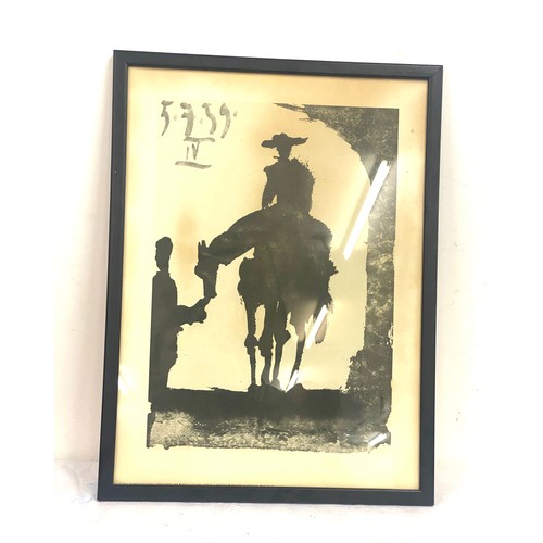 128 - Framed Pablo Picasso print Toros y toreros frame measures approx 21 inches tall 16 inches wide