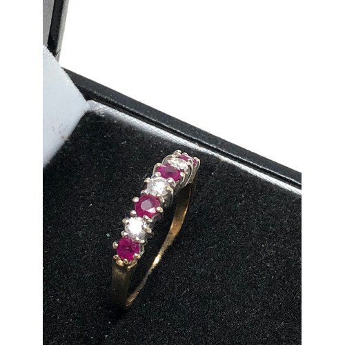 73 - Fine 18ct gold ruby & diamond ring weight 2.3g