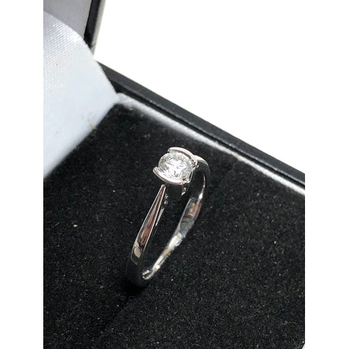 75 - Fine 18ct white gold diamond ring set with central diamond measures approx 4mm with  diamond shoulde... 