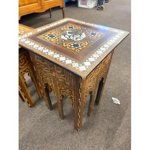 545 - Set of Vintage mother of pearl inlaid side table height of the tallest approx 20.5 inches tall 14 in... 