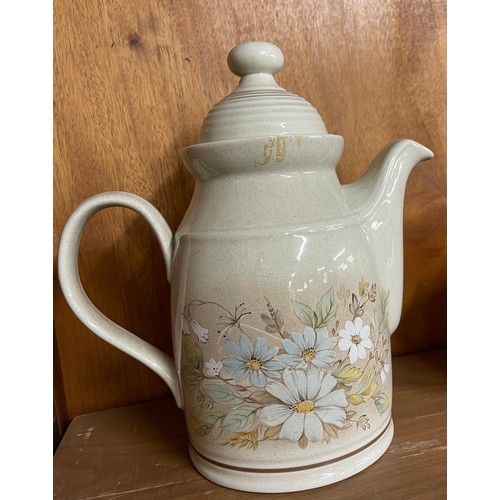 124 - Vintage 1980 Royal Doulton Lambethware Florinda Large Teapot, Coffee pot and jug