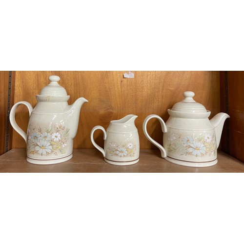 124 - Vintage 1980 Royal Doulton Lambethware Florinda Large Teapot, Coffee pot and jug