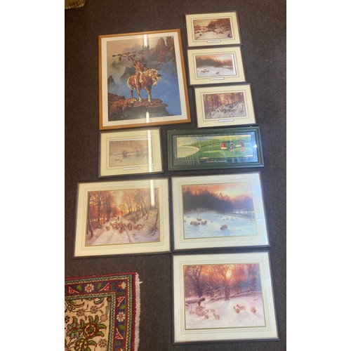 87 - A selection of assorted prints in frames to include prints of Joseph Farquharson evening glow 1846-1... 