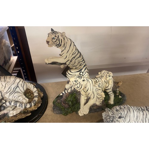 381 - Selection of white tiger figurines