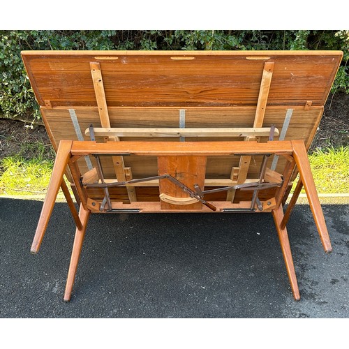 561 - Vintage teak danish mechanical / elevating extending dining table,  approximate measurements: Length... 