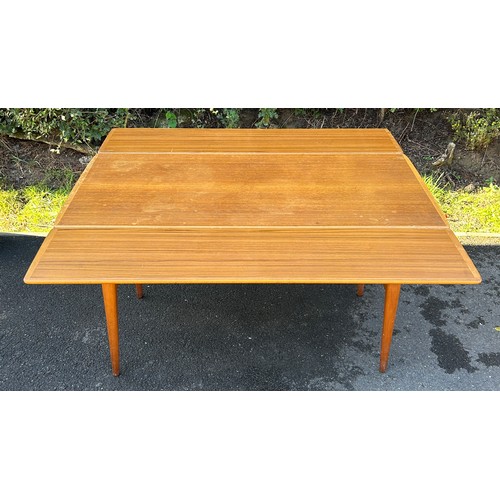 561 - Vintage teak danish mechanical / elevating extending dining table,  approximate measurements: Length... 