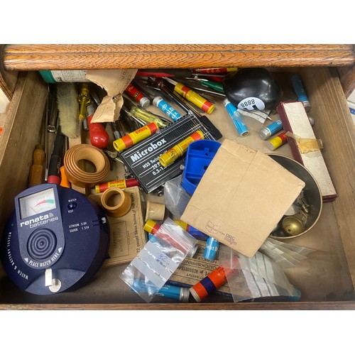 364 - Three vintage boxes with contents to include watch maker tools and equipment etc