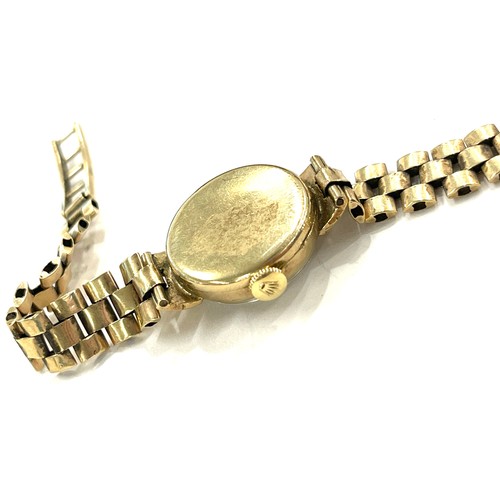 471 - 9ct Gold ladies Tudor Rolex pocket watch and strap