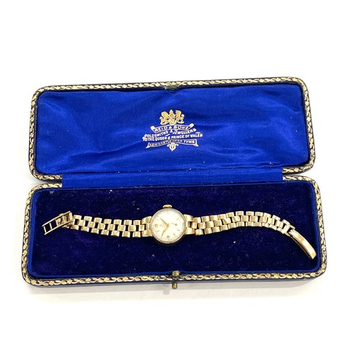 471 - 9ct Gold ladies Tudor Rolex pocket watch and strap